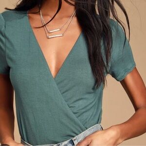 Lulu's Teal Wrap Bodysuit